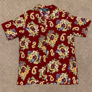Polo Ralph Lauren Hawaiian Aloha Shirt Ukulele Red Mens Large